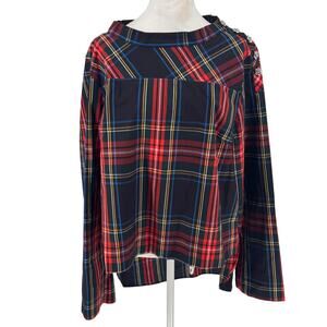 🎄✨ J. Crew Embellished Tartan Plaid Statement Top Sz 14 Holiday Christmas✨🎄